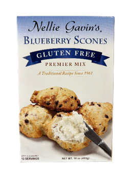 Gluten-free blueberry scones mix package.