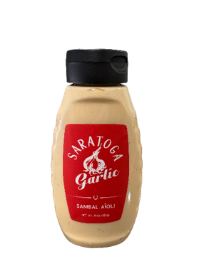Saratoga Garlic Sambal Aioli bottle.